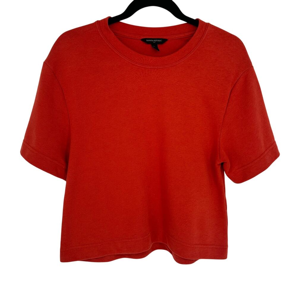 Banana Republic Women's S Orange Cropped Boxy T-Shirt Small Short Sleeve Cotton